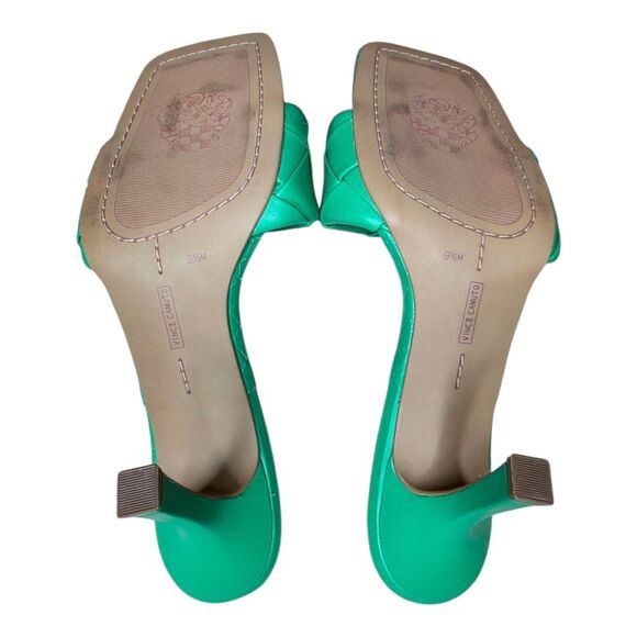 VINCE CAMUTO Brelaine Green Leather Sandal Heels - Size 9 1/2 - Picture 6 of 9